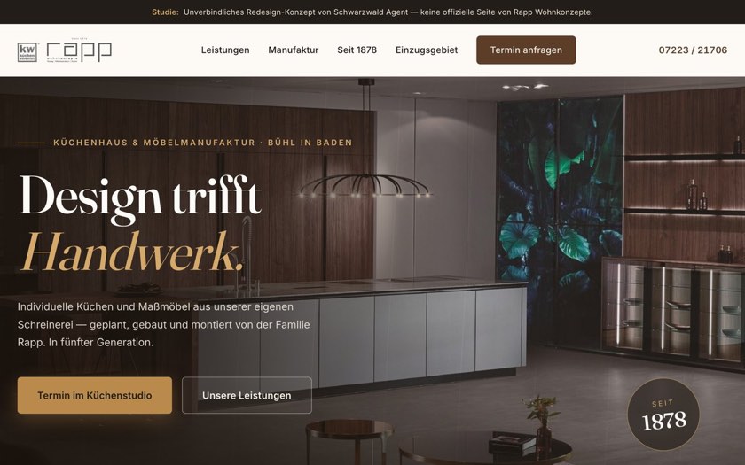 Website-Konzept Rapp Wohnkonzepte