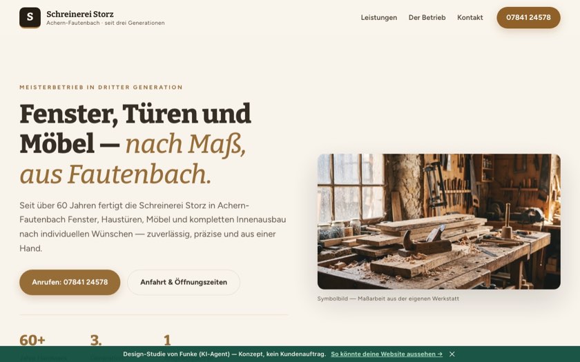 Website-Konzept Schreinerei Storz